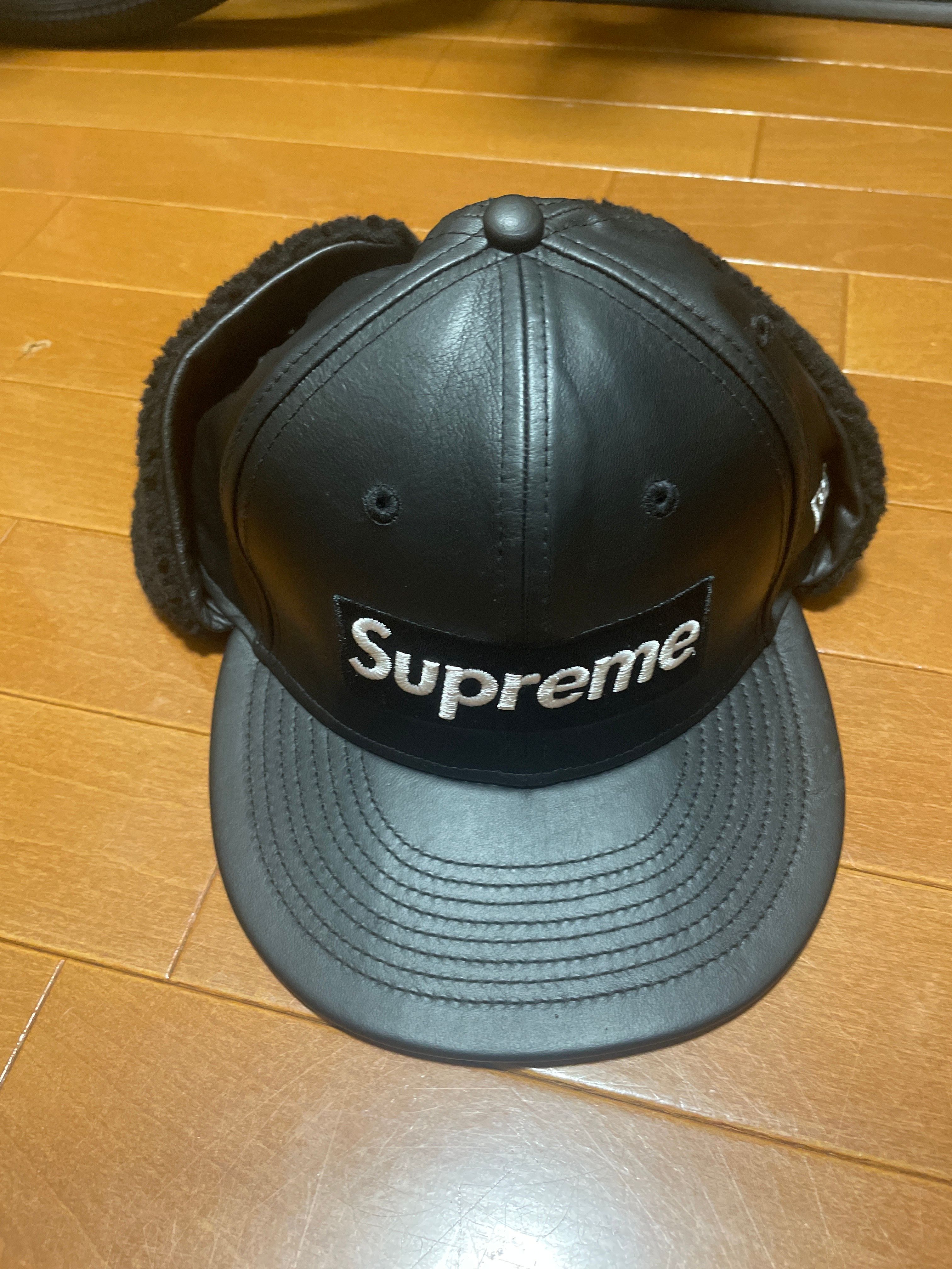 Supreme Leather Earflap Box Logo New Era "Black"