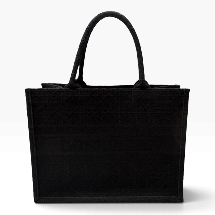 美品 Christian Dior クリスチャンディオール カナージュ ブックトート ブラック キャンバス トートバッグ S1-00272 【中古】