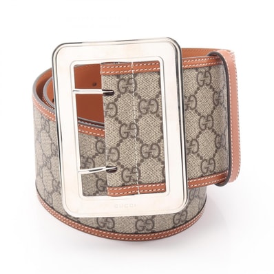 グッチ GUCCI GGスプリーム ベルト 衣料品 レザー PVCコーティングキャンバス レディース ベージュ系 / ブラウン系 【中古】