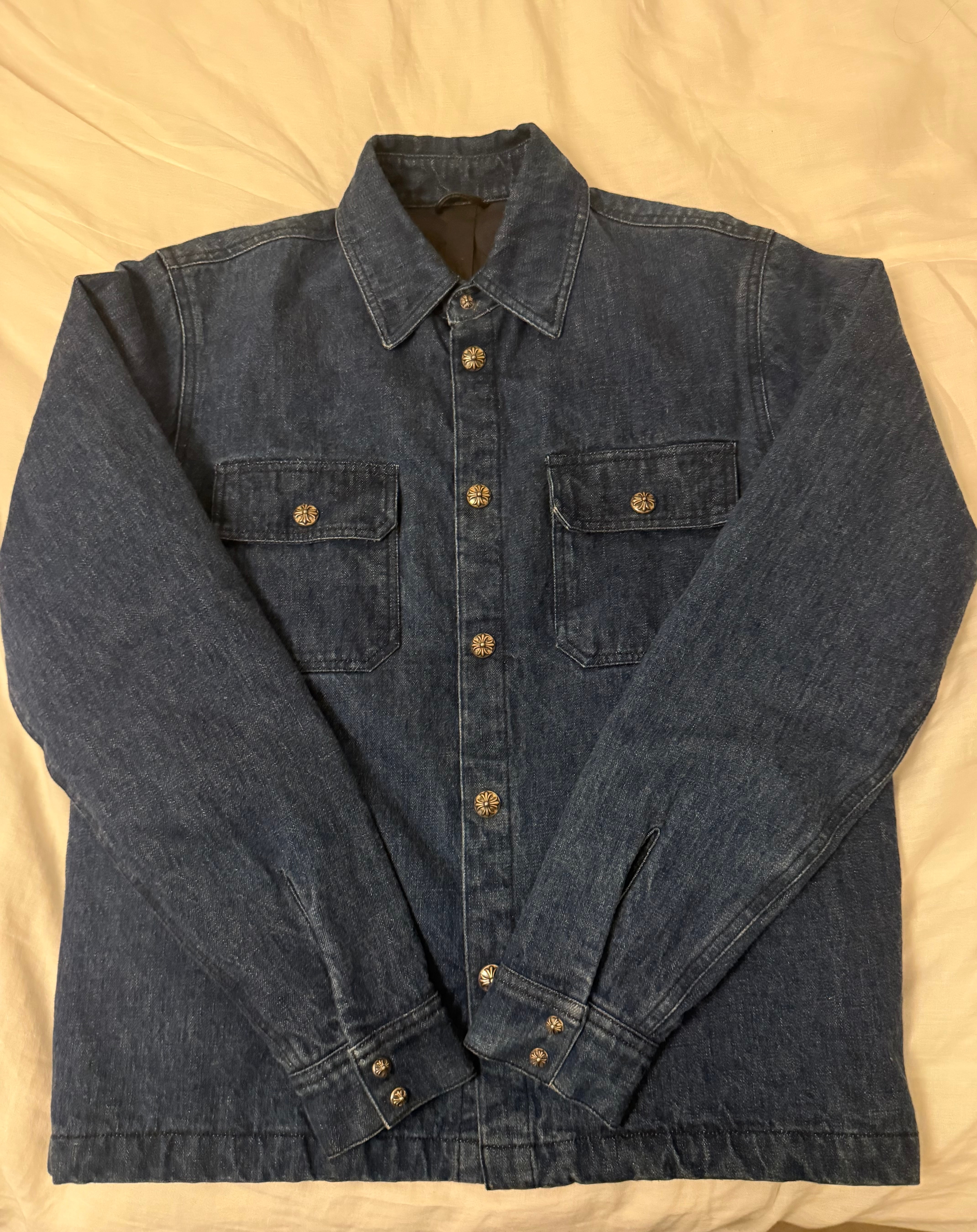 Chrome Hearts Work Dog Crossball Button Padded Denim Jacket "Indigo"