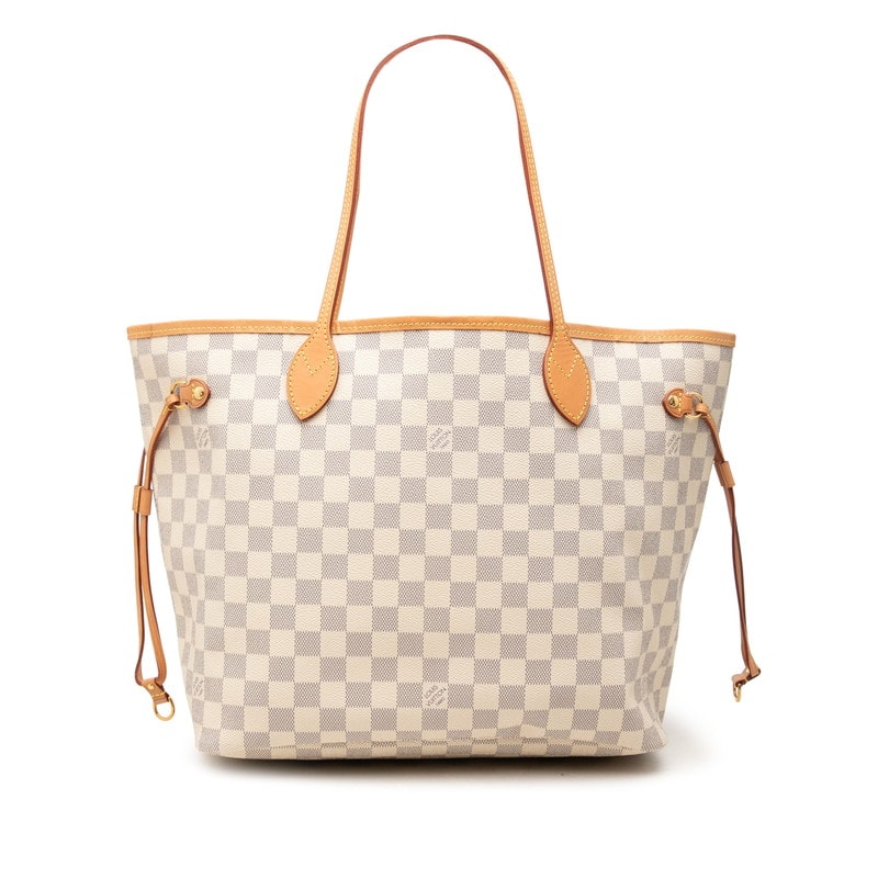 ルイ ヴィトン ダミエ アズール ネヴァーフルMM トートバッグ ショルダーバッグ N51107 ホワイト PVC レザー レディース LOUIS VUITTON 中古