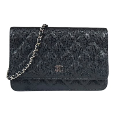 シャネル ショルダーバッグ キャビアスキン A33814 ブラック レディース CHANEL 中古