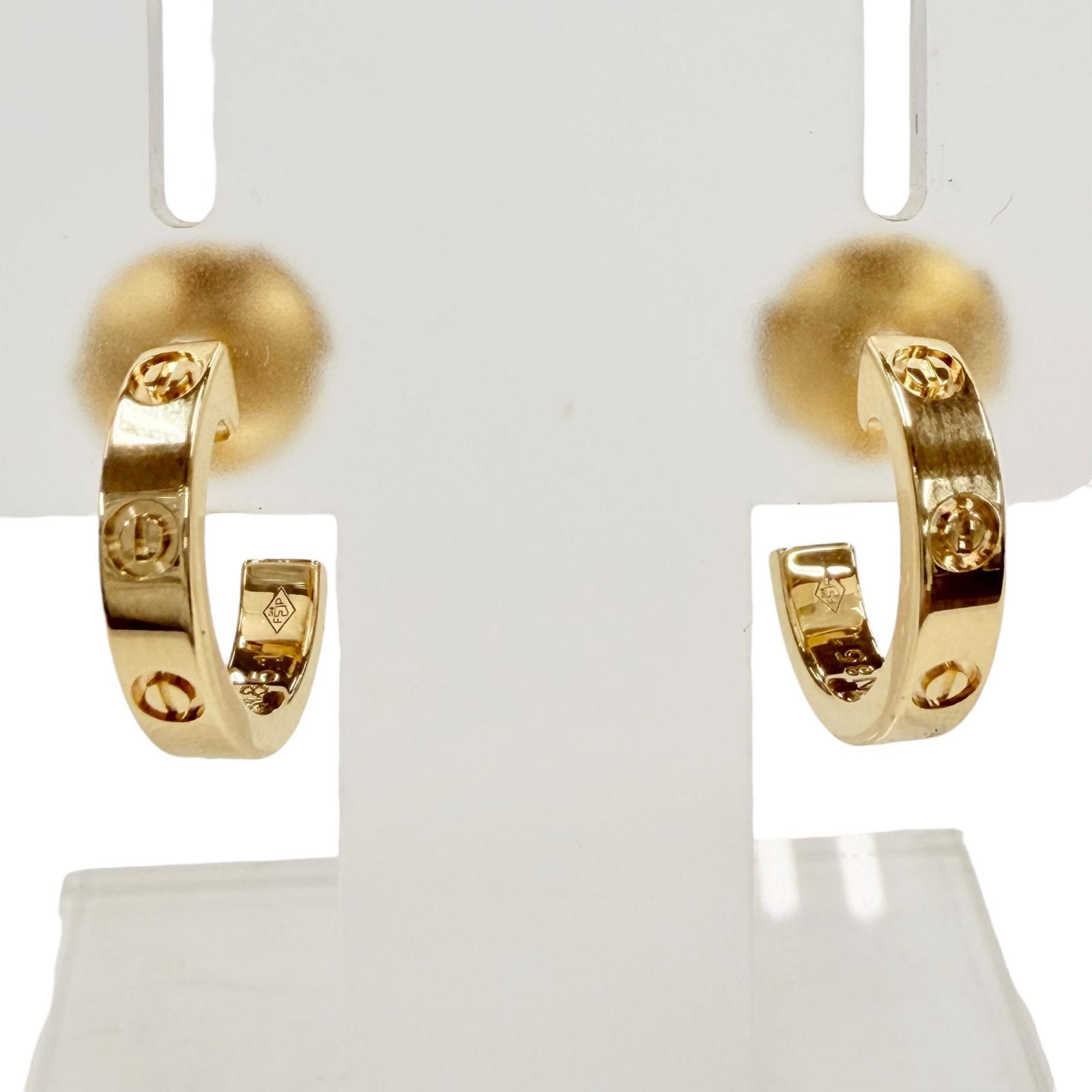 極美品 カルティエ ピアス LOVE ミニラブ フープ イヤリング AXN851