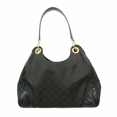 【6id5702】グッチ ショルダーバッグ GGナイロン 257265 ナイロン ブラック シャンパンゴールド金具【中古】レディース