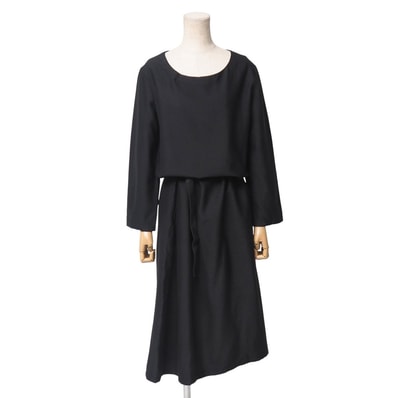 Yohji Yamamoto +NOIR ヨウジヤマモト プリュス ノアール ワンピース サイズ2 ウール シルク ギャバジン ブランド古着【中古】20251021/RA6205