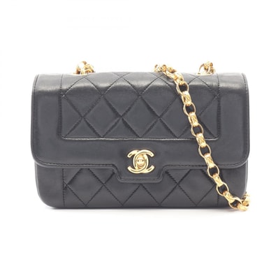 シャネル CHANEL ミニマトラッセ ダイアナフラップ ショルダーバッグ バッグ ラムスキン(羊革) レディース ブラック系 【中古】