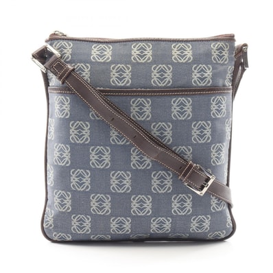 ロエベ LOEWE アナグラム ショルダーバッグ ショルダーバッグ バッグ キャンバス レザー レディース ブルー系 / ブラウン系 【中古】