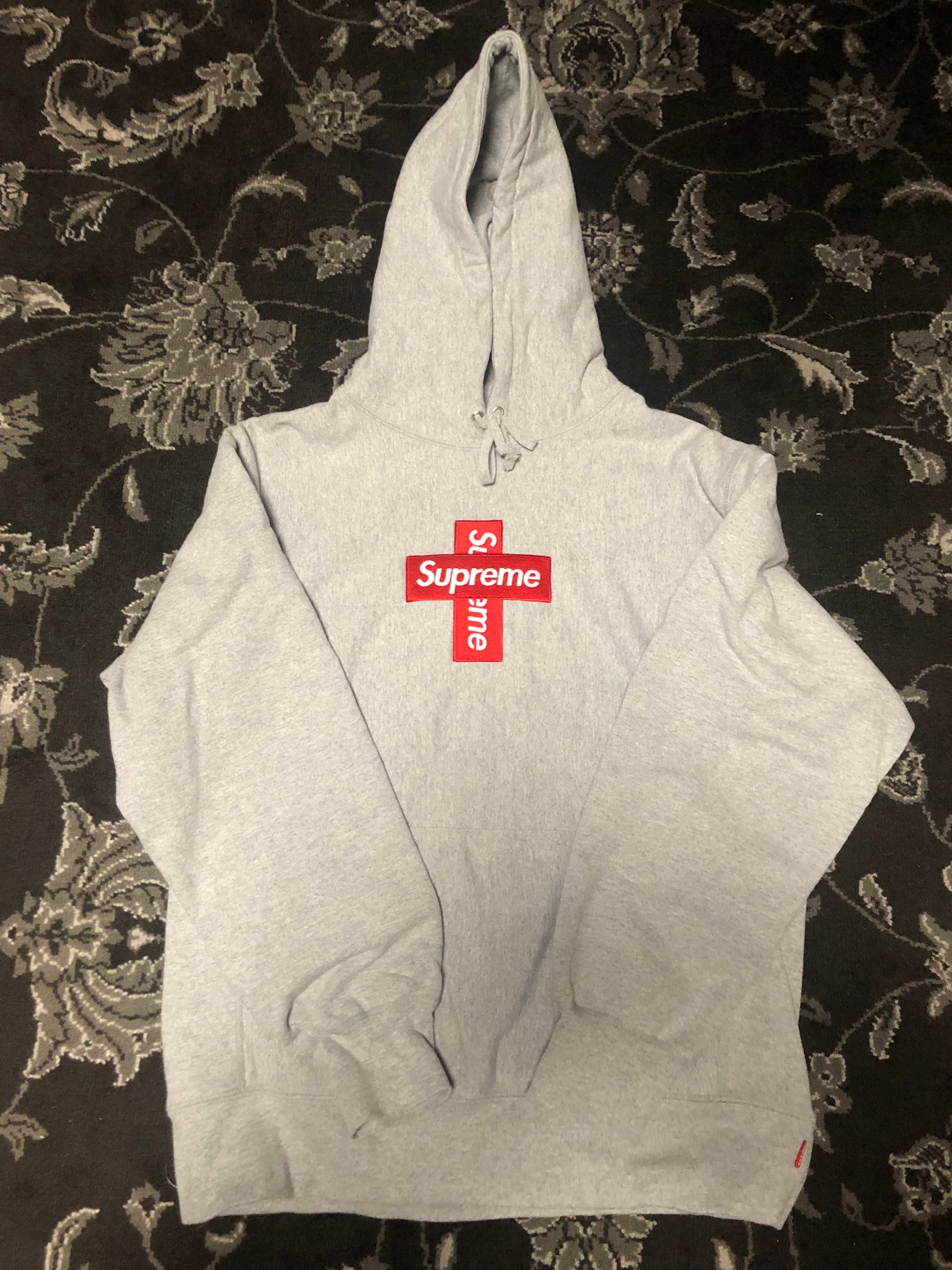 Supreme Cross Box Logo Hooded Sweatshirt "Grey"