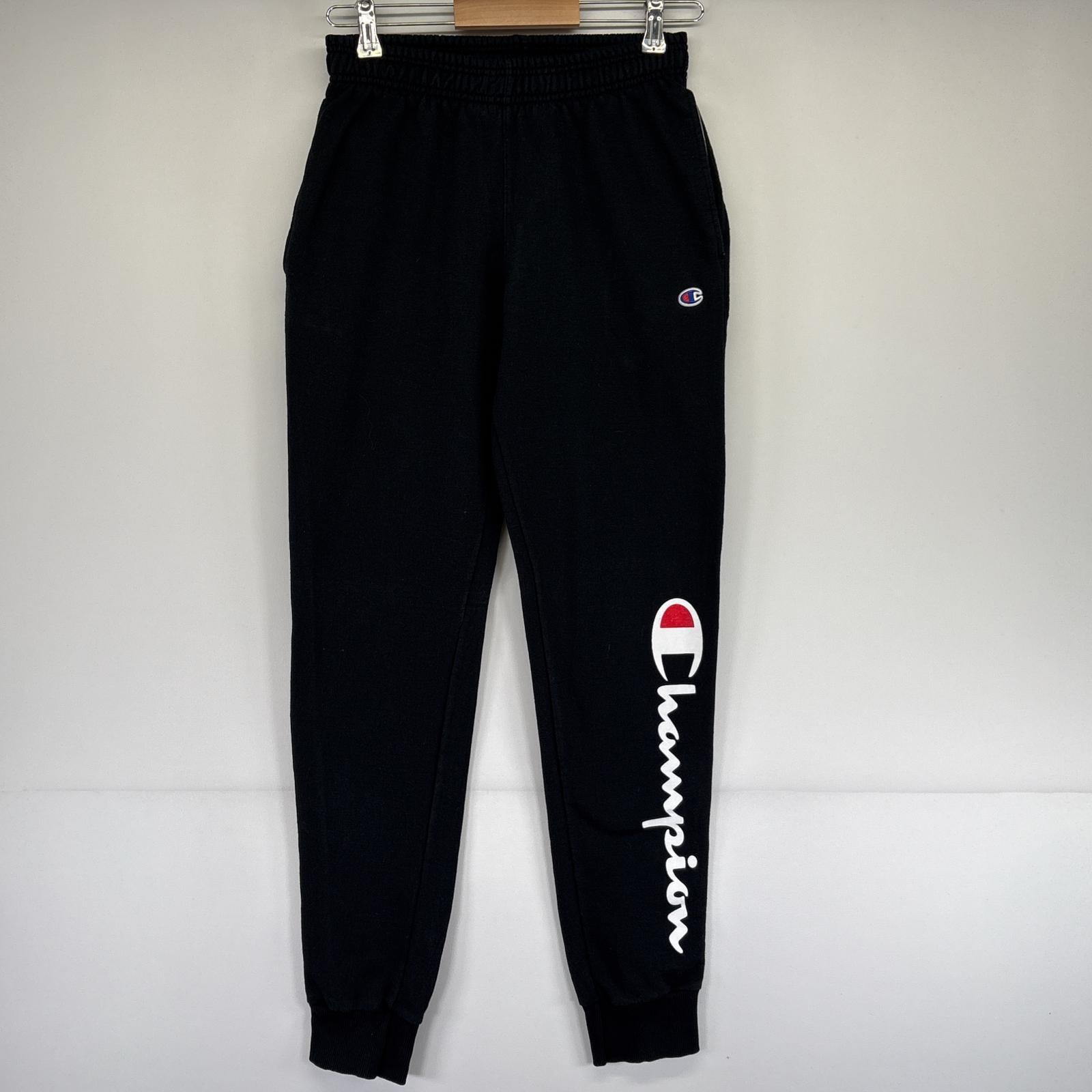 古着 チャンピオン Champion イージーパンツ スウェットパンツ ジョガーパンツ 長ズボン ワンポイントロゴ S  ブラック メンズ