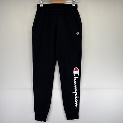 古着 チャンピオン Champion イージーパンツ スウェットパンツ ジョガーパンツ 長ズボン ワンポイントロゴ S ブラック メンズ