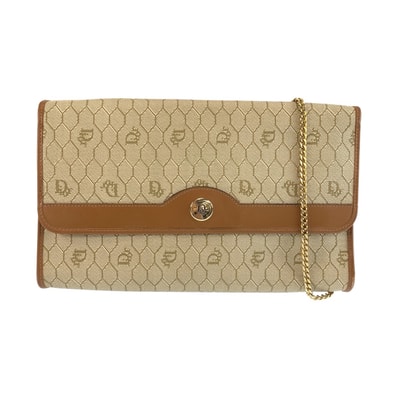 美品 Christian Dior クリスチャンディオール ハニカム ベージュ ゴールド金具 PVC チェーンショルダーバッグ ハンドバッグ 603970 【中古】