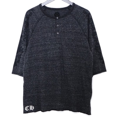 CHROME HEARTS オールド スクロールラベルフローラルクロスプリントヘンリーネックカットソー