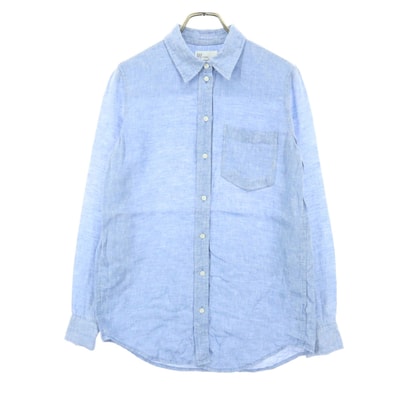 美品 GAP ギャップ 長袖 ブラウス XXS ライトブルー リネンシャツ