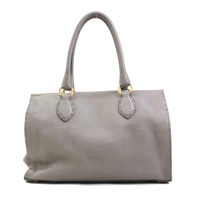 フェンディ FENDI ハンドバッグ セレリア レザー グレー ゴールド レディース 8BN218/DHX【中古】 e60592a