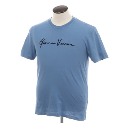 【中古】ヴェルサーチ VERSACE コットン クルーネック 半袖Tシャツ ダルブルー【サイズL】【メンズ】