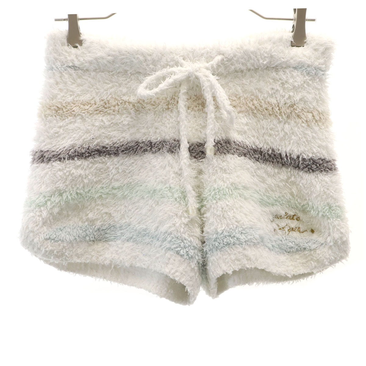 gelato pique ジェラートピケ ボーダー ふわもこ ルームウェアパンツ F ホワイト系 ショートパンツ ジェラピケ