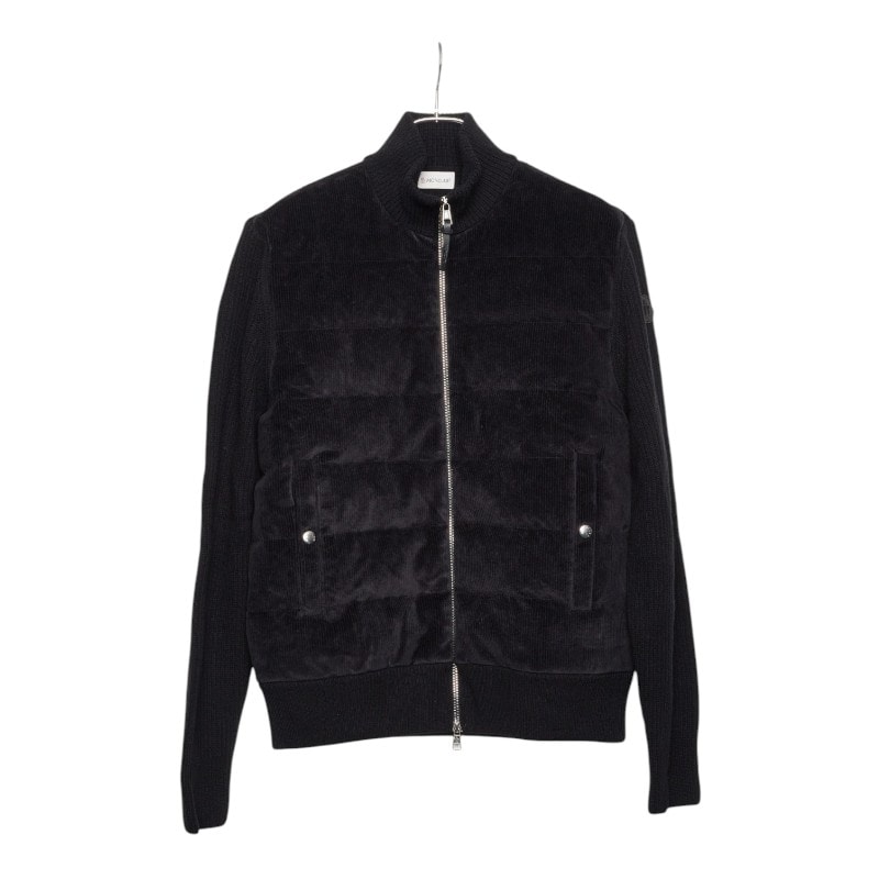 モンクレール TRICOT CARDIGAN コーデュロイ ニット カーディガン ジャケット サイズL ブラック コットン ポリエステル ポリウレタン ウール ナイロン ダウン フェザー メンズ MONCLER 【中古】