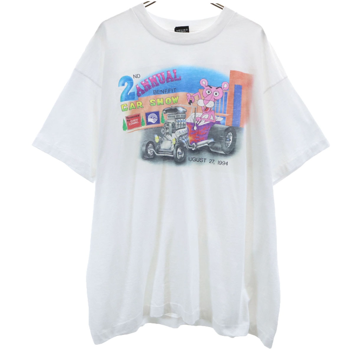 FRUIT OF THE LOOM BEST フルーツオブザルーム ベスト 90s USA製 オールド ピンクパンサー 1994 CAR SHOW 半袖 Tシャツ シングルステッチ