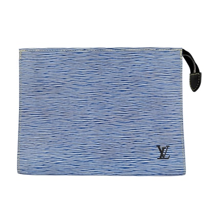 LOUIS VUITTON ルイヴィトン クラッチバッグ エピ・デニム ポッシュ・トワレ26 セカンドバッグ かばん 鞄 M54654 エピレザー ブルー 青 ホワイト 白 シルバー金具 レディース【中古品】