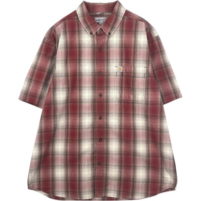 古着 カーハート Carhartt RELAXED FIT チェック柄 ボタンダウン 半袖 ワークシャツ メンズXL相当/eaa637764