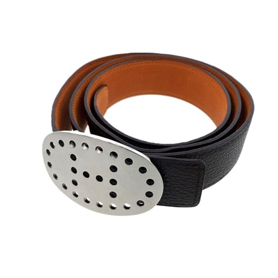 HERMES エルメス リバーシブル エブリン ベルト ブラウン オレンジ 2008 メンズ【中古】