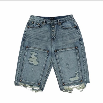THUG CLUB Double Knee Denim Shorts "Denim"
