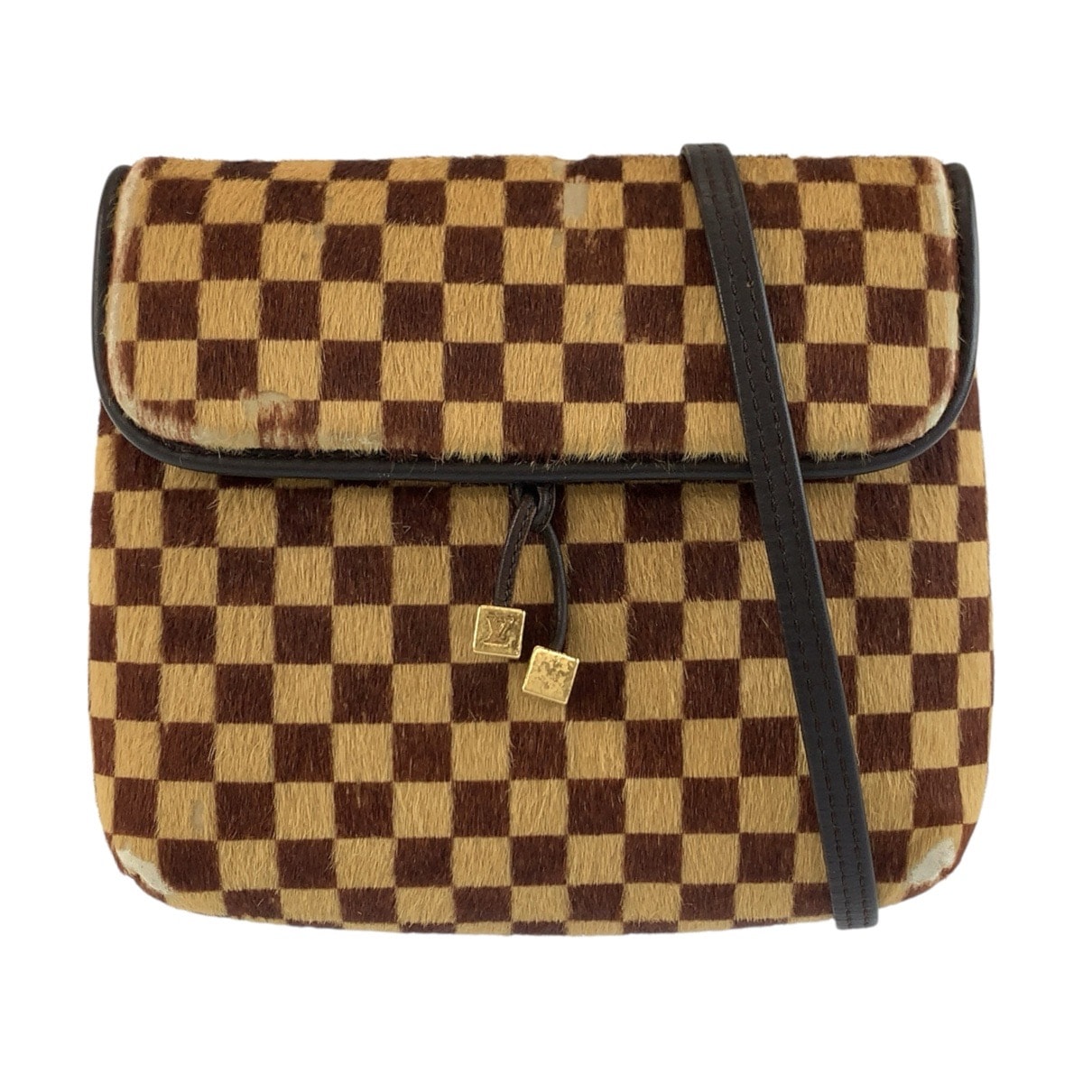 LOUIS VUITTON ルイヴィトン ダミエソバージュ ガゼル ブラウン ハラコ レザー/ ショルダーバッグ ポシェット 1-0294198 【中古】