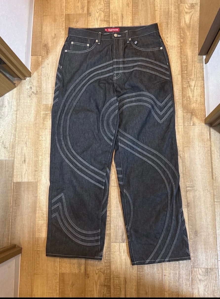 Supreme S Logo Rigid Baggy Jean "Rigid Black"