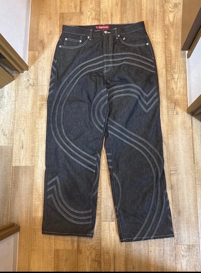 Supreme S Logo Rigid Baggy Jean "Rigid Black"