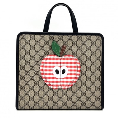 GUCCI(グッチ)チルドレンズ GGスプリーム アップル トートバッグ ベージュ系 ブラック レッド 648797【中古】