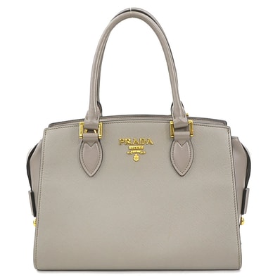 プラダ PRADA ハンドバッグ レザー グレー ゴールド レディース【中古】 e61962j