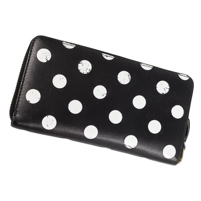 COMME DES GARCONS コムデギャルソン ポルカドット ラウンドジップ レザーロングウォレット 長財布 40905