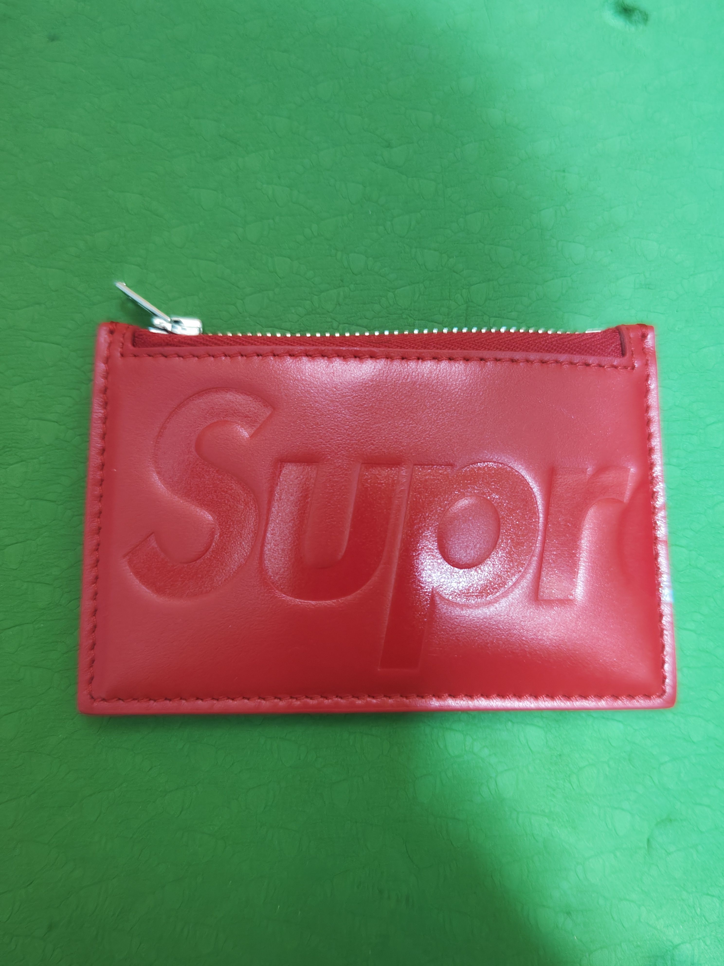 Supreme Leather Zip Card Holder (25SS) "Red"