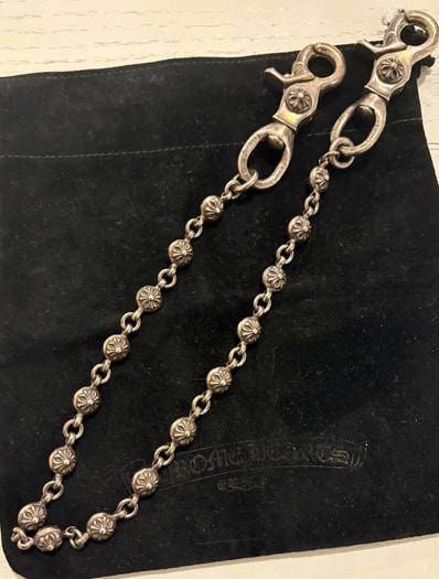 Chrome Hearts #2 Cross Ball Wallet Chain 2 Clip Short "Silver"