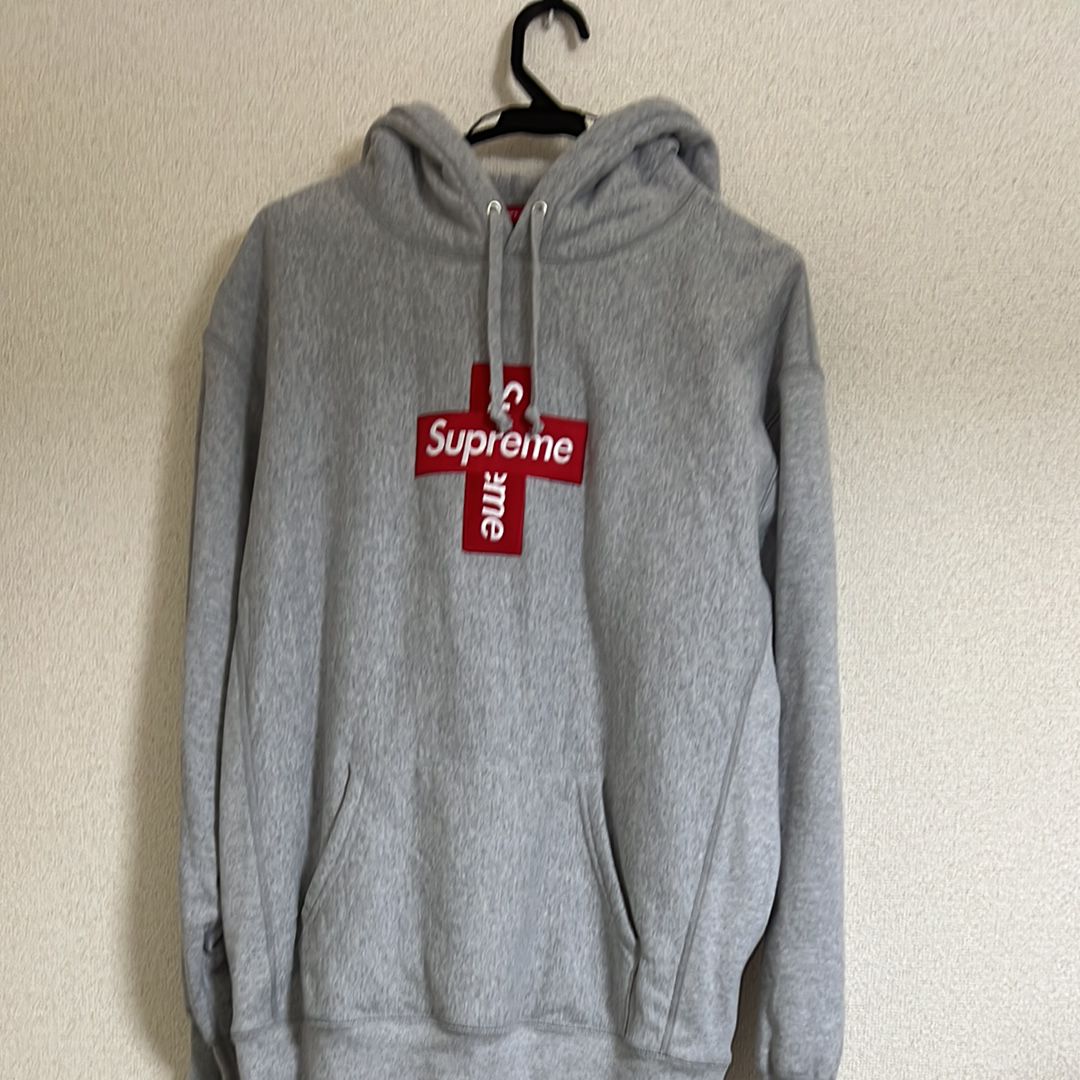 Supreme Cross Box Logo Hooded Sweatshirt "Grey"