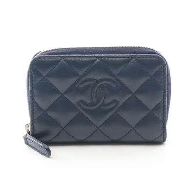 シャネル CHANEL マトラッセ コインケース コインケース 財布 ラムスキン(羊革) レディース ネイビー系 【中古】