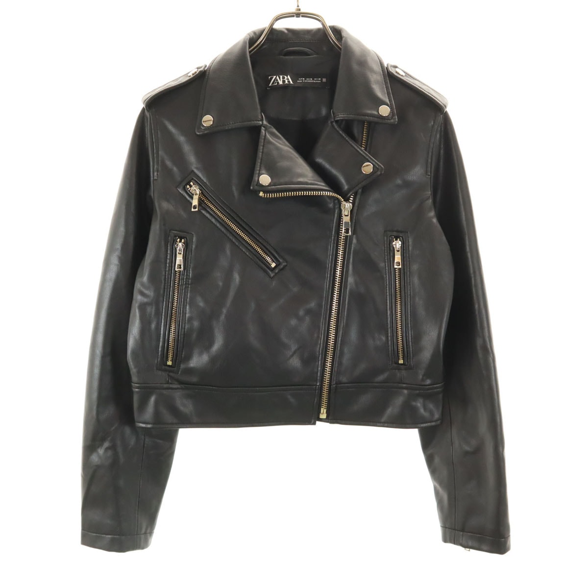 ZARA ザラ フェイクレザー ダブルライダースジャケット M ブラック