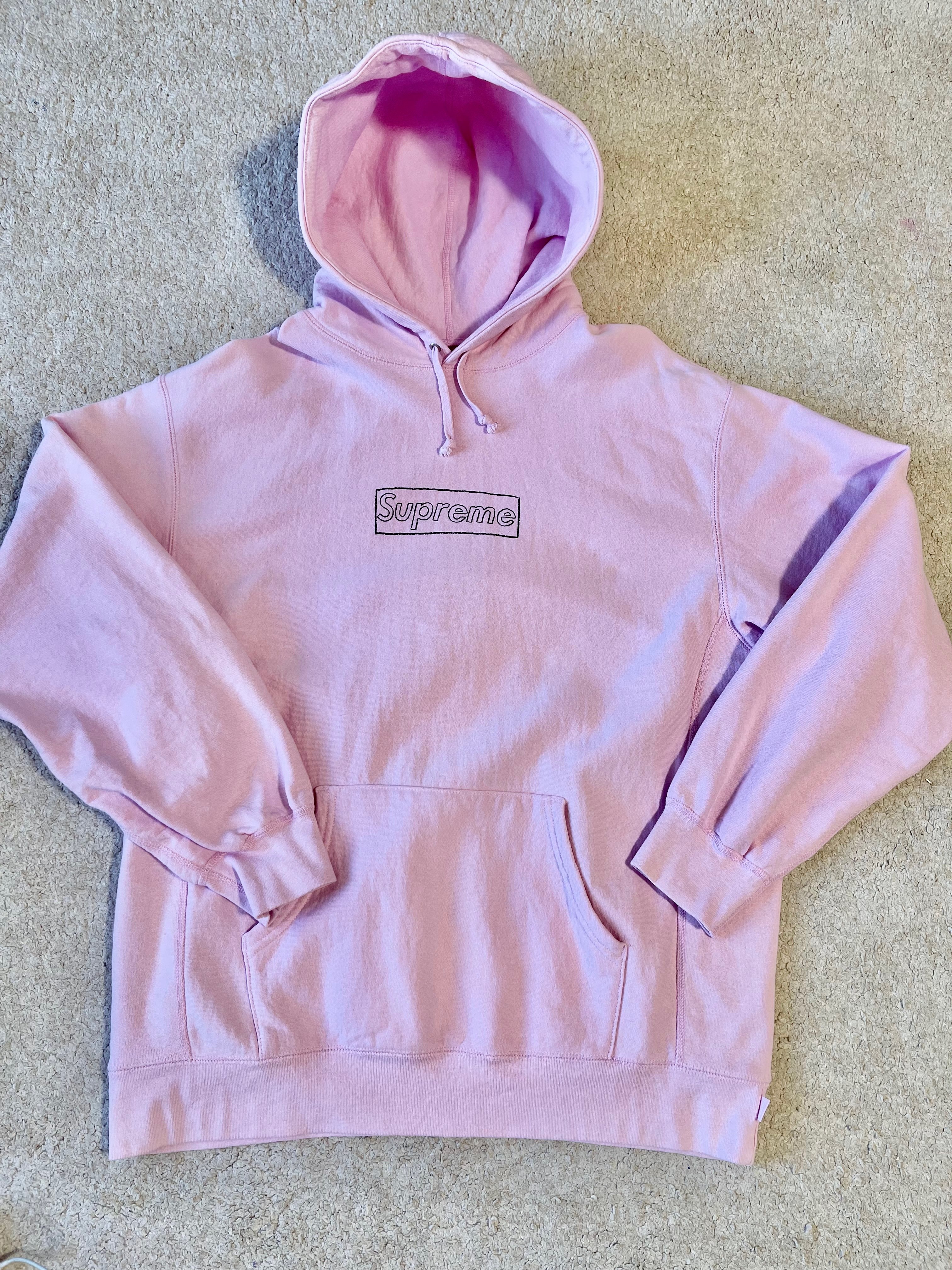 Supreme KAWS Chalk Logo Hooded Sweatshirt "Pink"(2021)