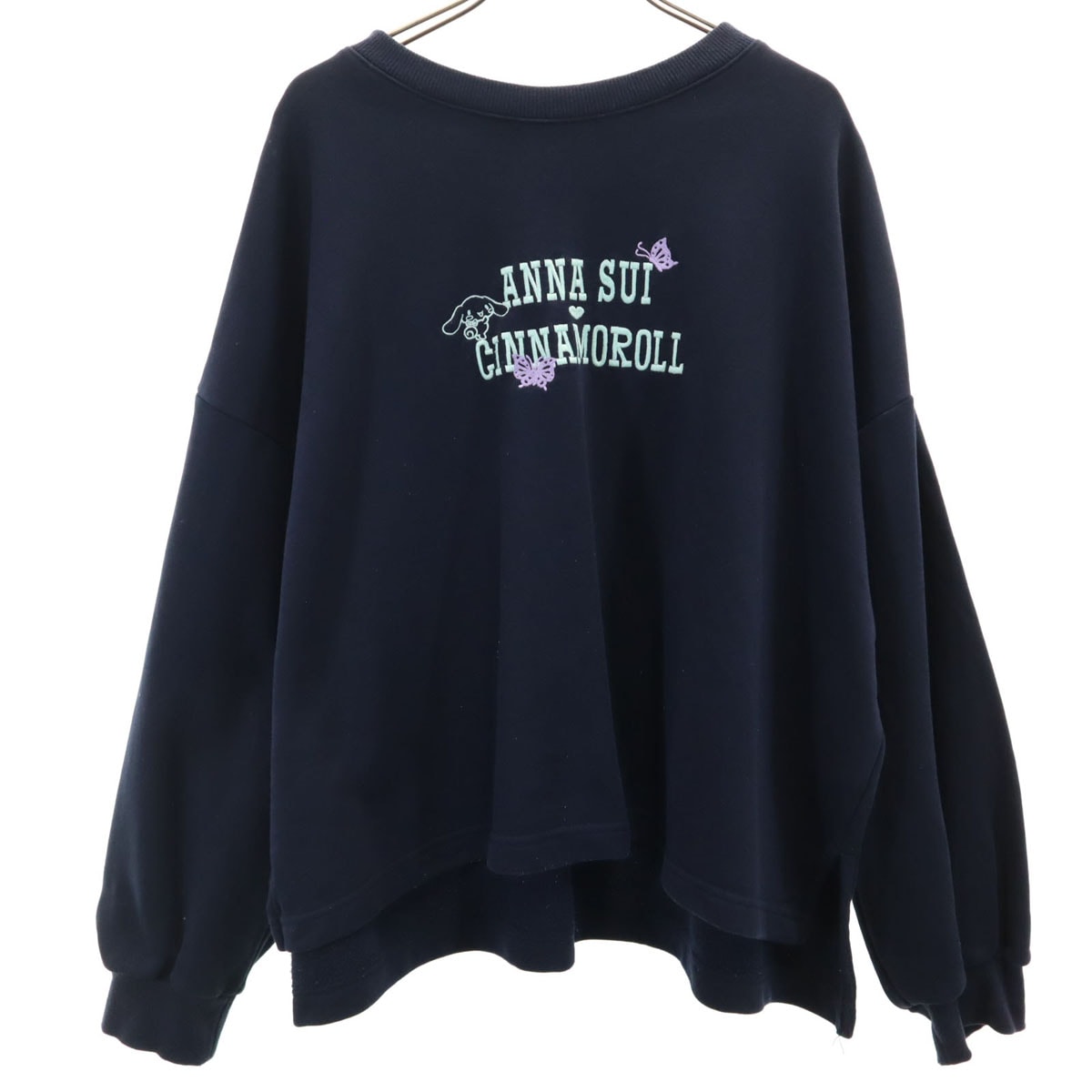 GU ジーユー アナスイ ANNA SUI × サンリオキャラクターズ コラボ 長袖 トレーナー XL ネイビー系 スウェット 裏起毛 シナモロール