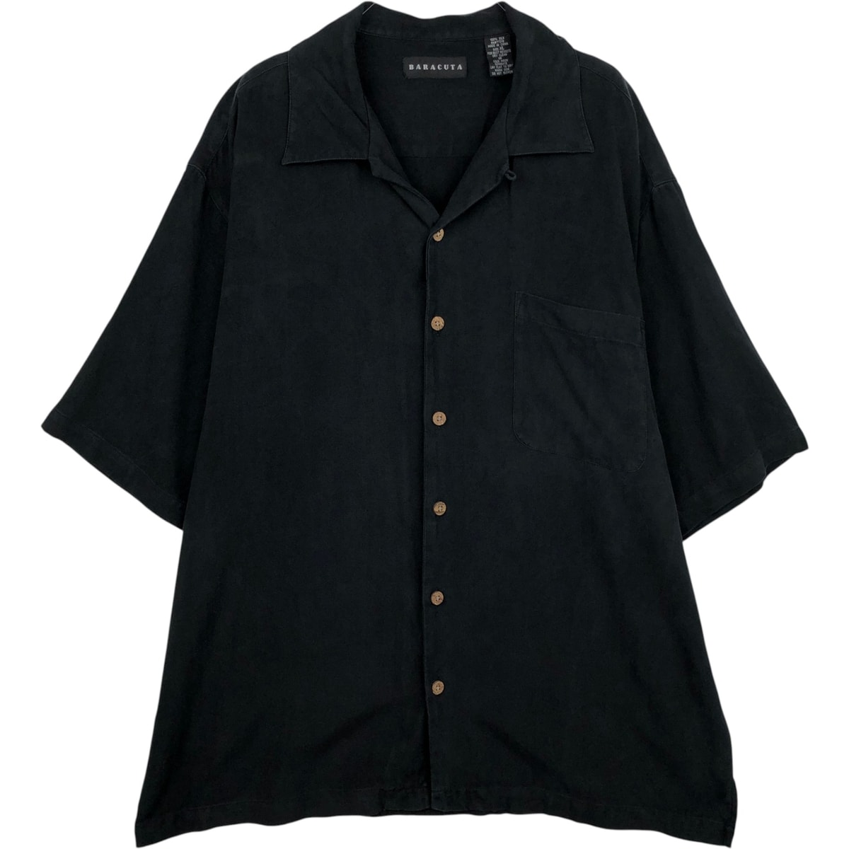 古着 BARACUTA ストライプ柄 半袖 オープンカラー シルクシャツ ボックスシャツ メンズXL相当/eaa637711