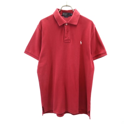 Polo by Ralph Lauren ポロバイラルフローレン 半袖 カスタムフィット ポロシャツ L レッド 鹿の子