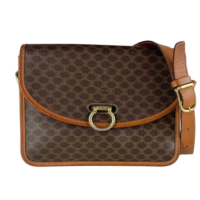 セリーヌ CELINE ショルダーバッグ マカダム PVCコーティングキャンバス ブラウン レディース【中古】 z10086