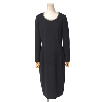 YVES SAINT LAURENT イヴ・サンローラン ワンピース サイズ40 ストレッチ 装飾 ブラックドレス フランス製 ブランド古着【中古】20260619/RB0005