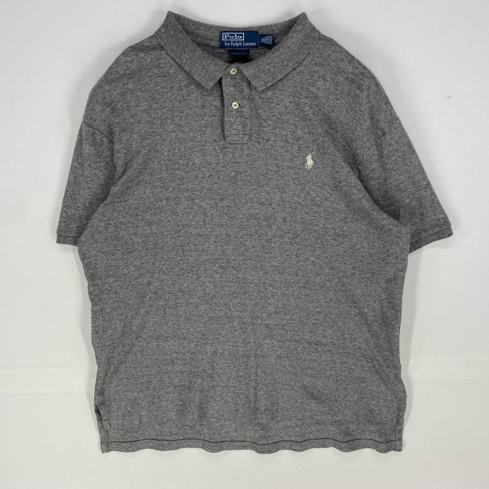 古着 ポロバイラルフローレン Polo by Ralph Lauren 半袖シャツ ワンポイント ロゴ刺繍 ポロシャツ XL  グレー系 メンズ