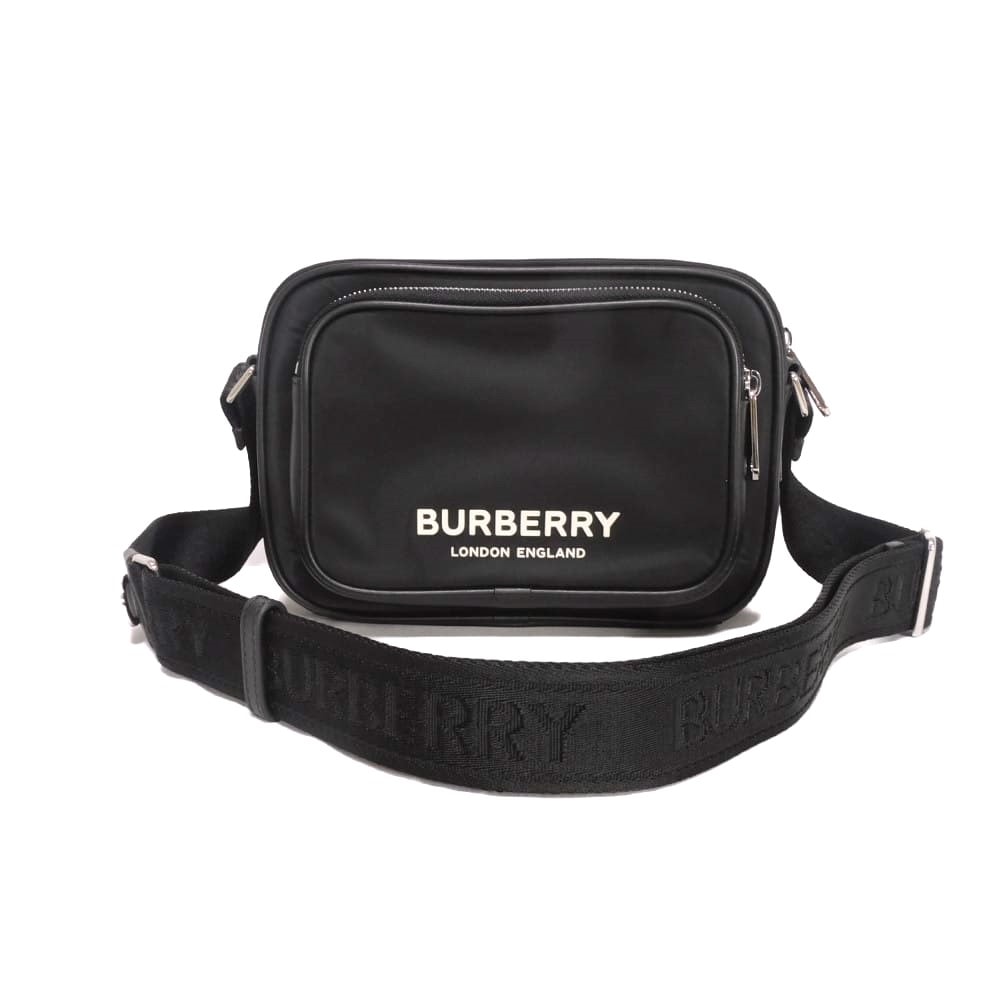 BURBERRY バーバリー パディ ロゴ クロスボディ コットン カーフ ラバー 未使用 ロゴ エンボス ナイロン ブラック ショルダーバッグ 8049094