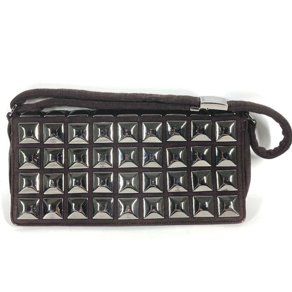 シャネル CHANEL CC ロゴ ココマーク アイスキューブ カバン 肩掛け フラップ ハンドバッグ ショルダーバッグ ニット ブラウン