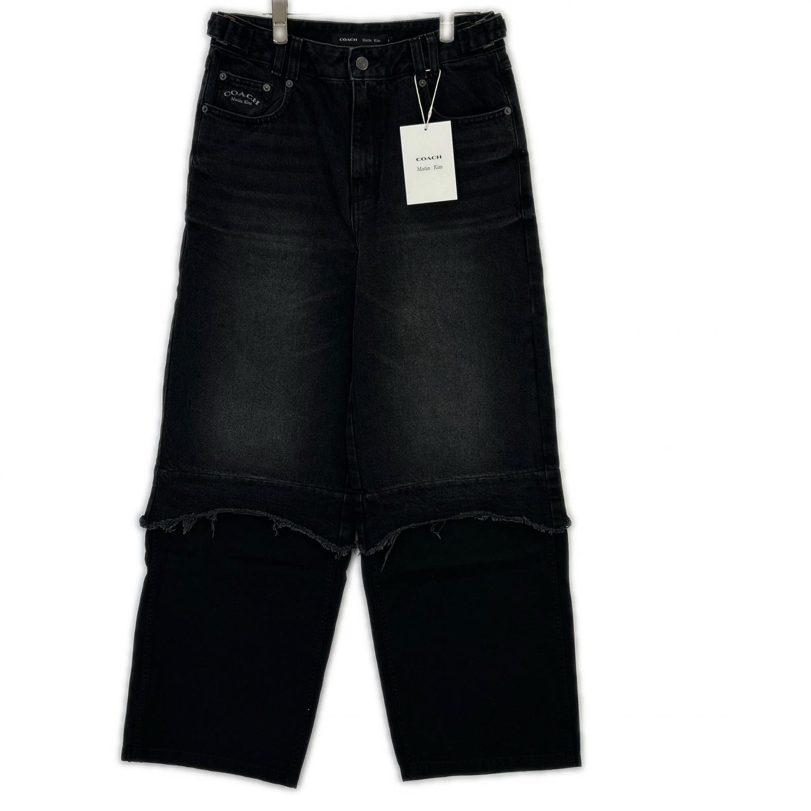 コーチ 【×マーティンキム】ブラック ウォッシュド レイヤード デニムパンツ M