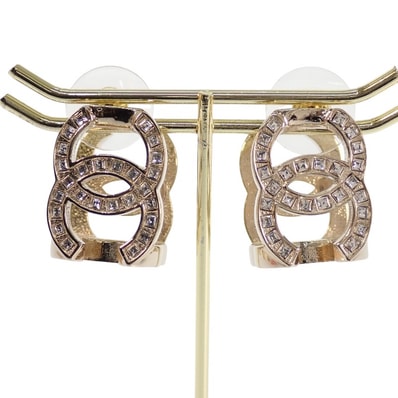 シャネル CHANEL トリプルココマーク フープピアス B23B ピアス メタル クリスタル ゴールド レディース【中古】【Aランク】