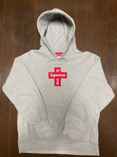 Supreme Cross Box Logo Hooded Sweatshirt "Grey"