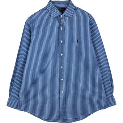 古着 ラルフローレン Ralph Lauren CUSTOM FIT ワイドカラー 長袖 コットンストライプシャツ メンズL相当/eaa632581